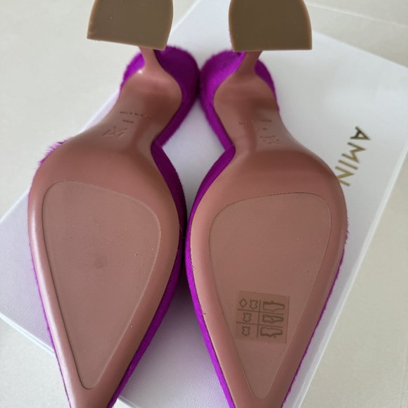 New Amina Muaddi Fiona Pony Mule Pony Pink, 38.5 with Box Tag - Picture 6 of 15